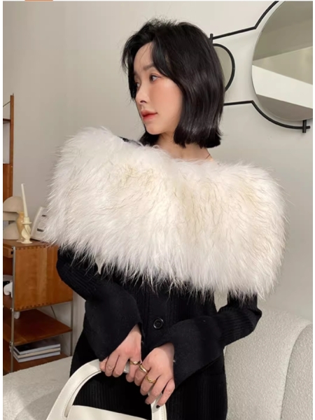 Warm Raccoon Fur, Fur Shawl, Elastic Large Scarf, Fox Fur, Fur Vest, Fur Collar for Banquet Dresses